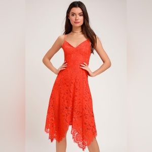 One Wish Orange Lace Midi Dress Size XL